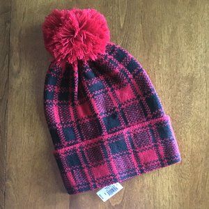 Gap plaid pompom beanie S/M NWT